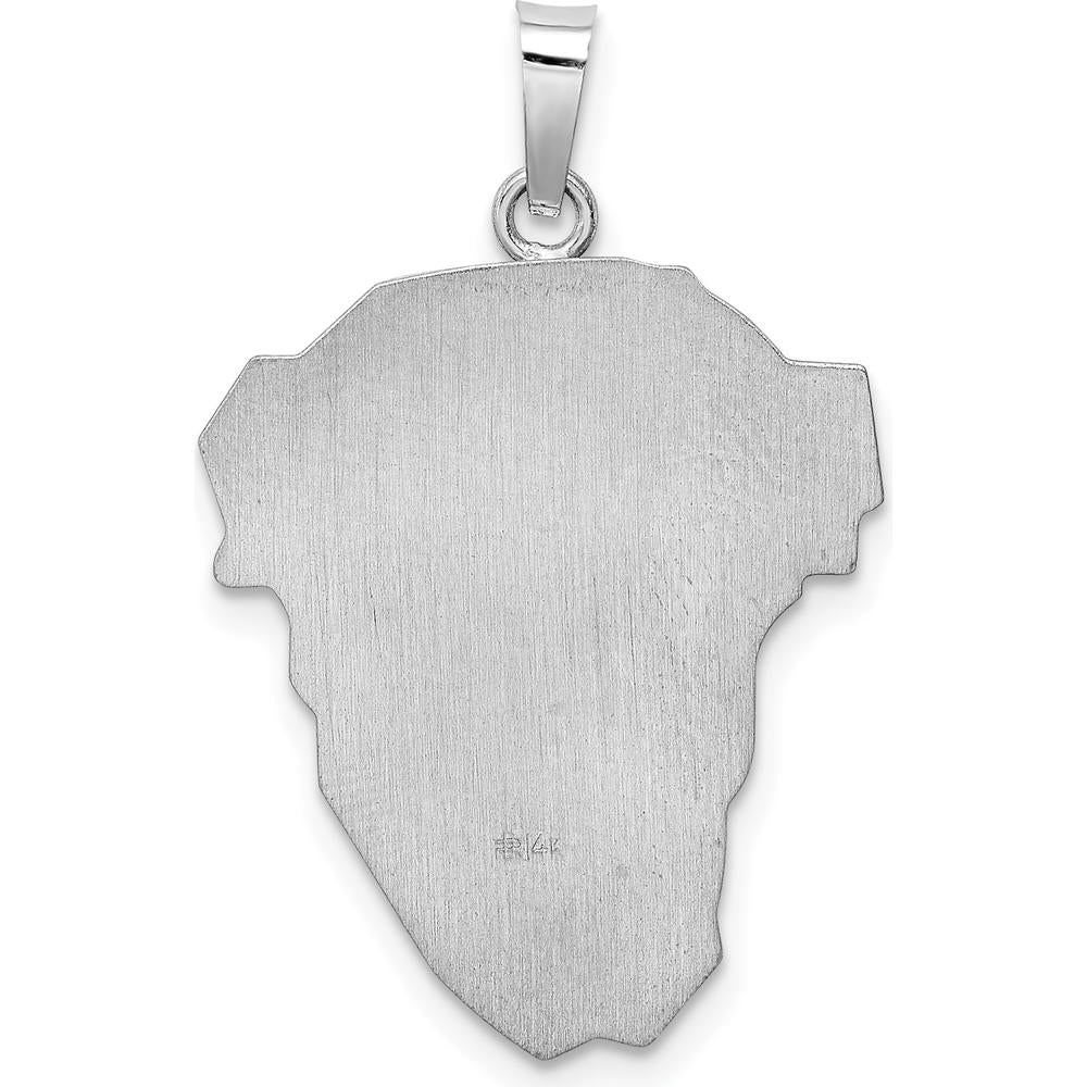 14K White Gold Hollow Polished and Satin Large Jesus Medal Pendant by Oro Pregiato - Image 3