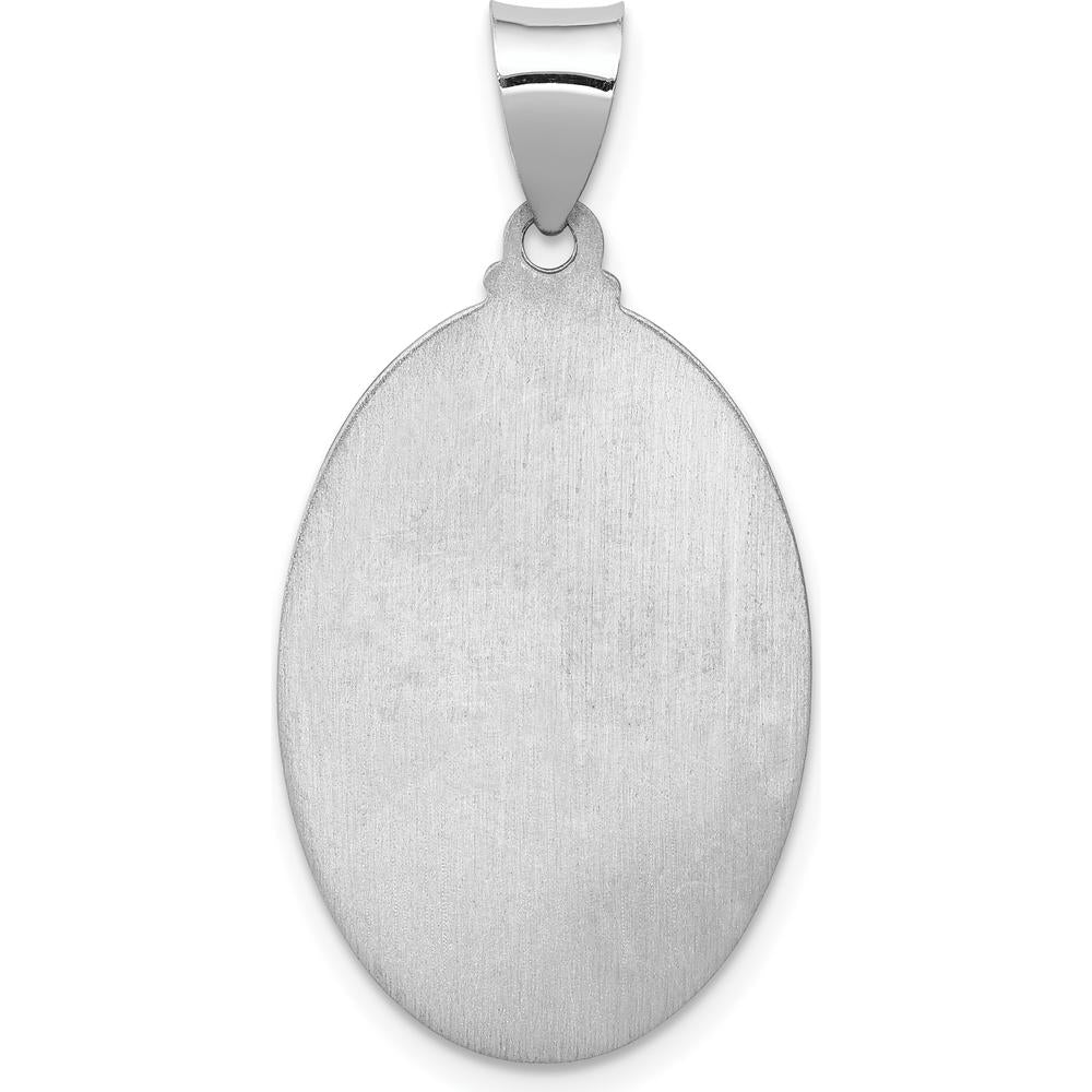 14K White Gold Hollow St. Anthony Oval Pendant with Satin Finish by Oro Pregiato - Image 4