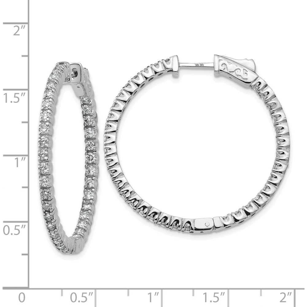 14K White Gold In-and-Out Hoop Earrings with 70 Round Faceted Diamonds - 0.028 Carat Total Diamond Weight by Monteluci Fine Jewelry - Image 4