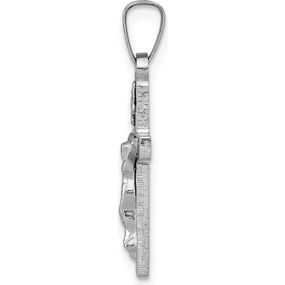 14K White Gold INRI Crucifix Charm with Polished Finish and Rhodium Plating by Oro Pregiato - Image 2
