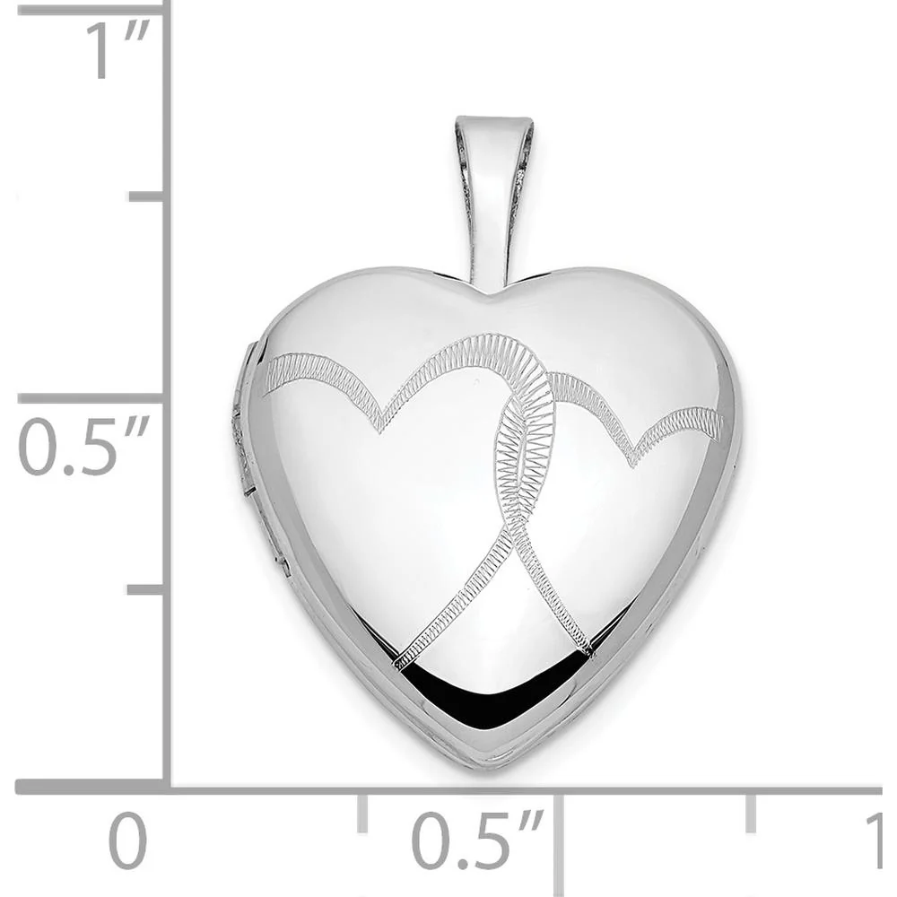 14K White Gold Interlocked Hearts Photo Locket Pendant - Engravable, Polished Finish by Monteluci Fine Jewelry - Image 3