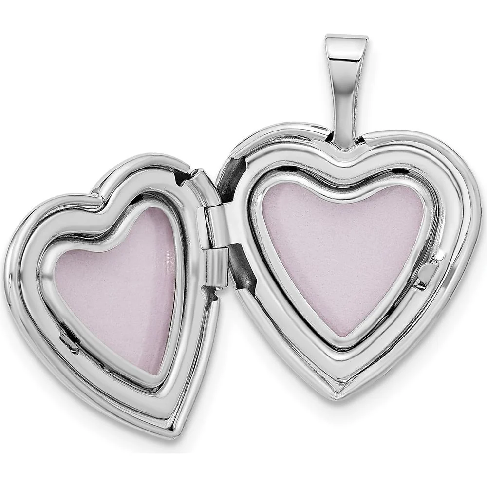 14K White Gold Interlocked Hearts Photo Locket Pendant - Engravable, Polished Finish by Monteluci Fine Jewelry - Image 5