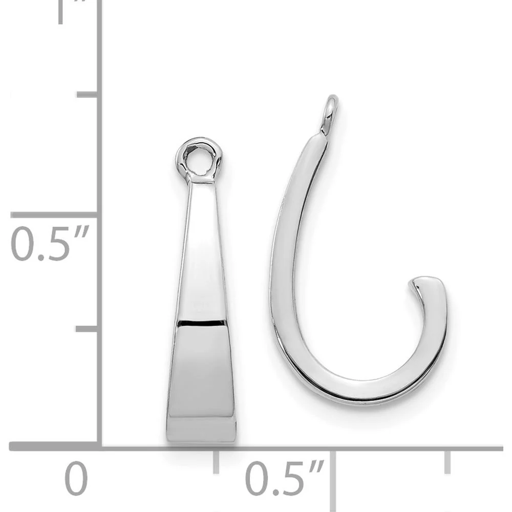 14K White Gold J Hoop Earring Jackets with Rhodium Plating - 19mm Length by Oro Pregiato - Image 3