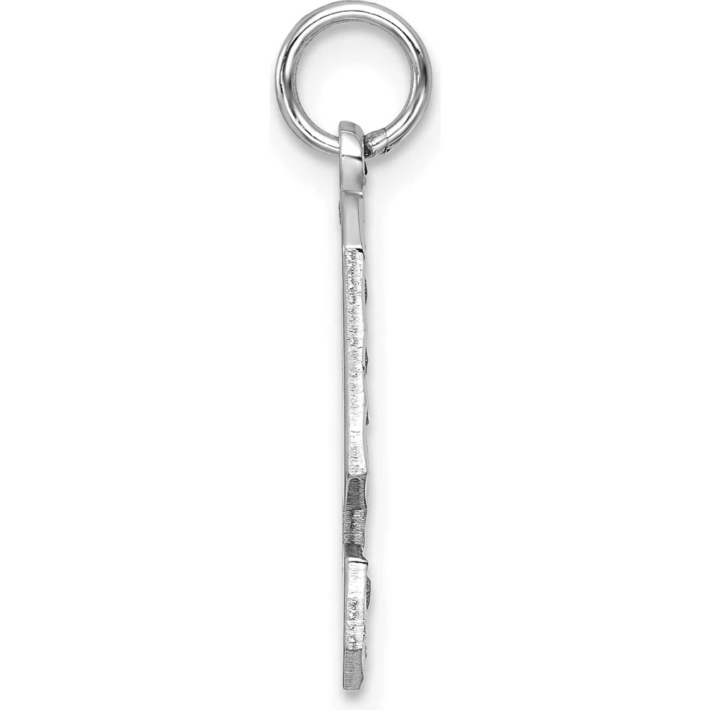14K White Gold Large Brushed Diamond-Cut Number 9 Charm - Rhodium-Plated Finish by Oro Pregiato - Image 2