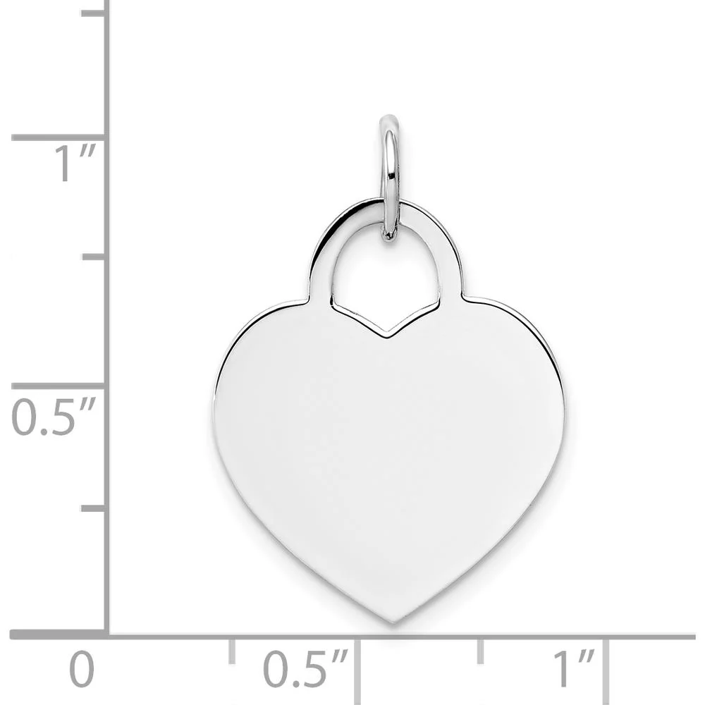 14K White Gold Large Engravable Heart Pendant - Polished Finish with Rhodium Coating by Oro Pregiato - Image 3