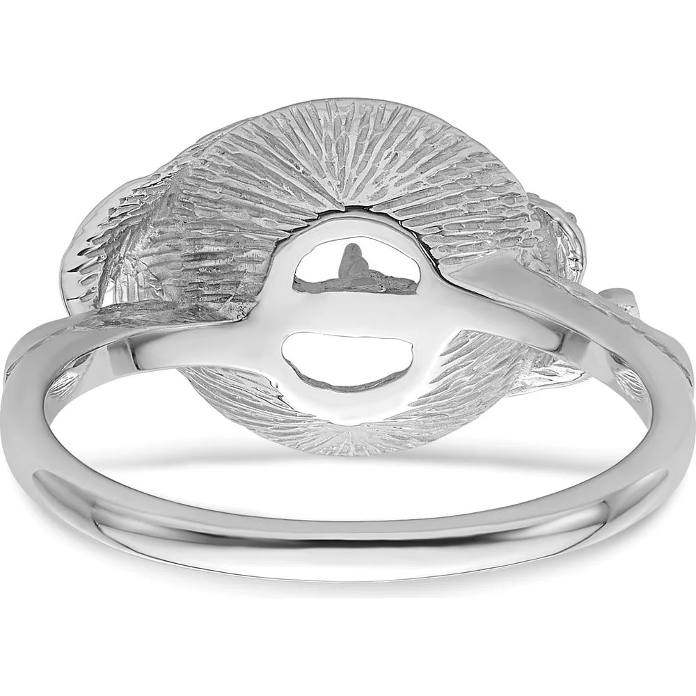 14K White Gold Leaf Motif Pearl & Diamond Ring Mounting for 7.5mm Center Stone - Size 6 by Monteluci Fine Jewelry - Image 3