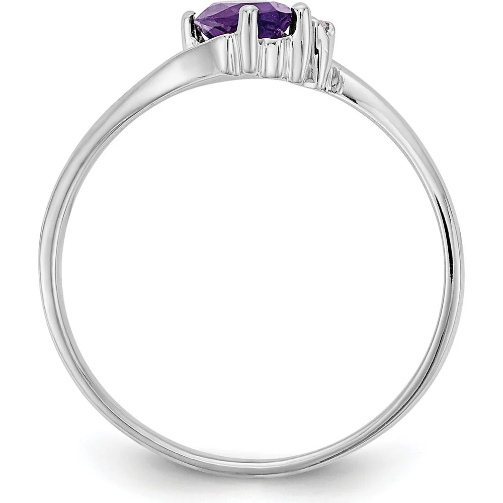 14K White Gold Marquise Amethyst and Diamond Ring - 0.31 Carat Amethyst, 0.007 Carat Diamond - Size 6 by Monteluci Fine Jewelry - Image 2