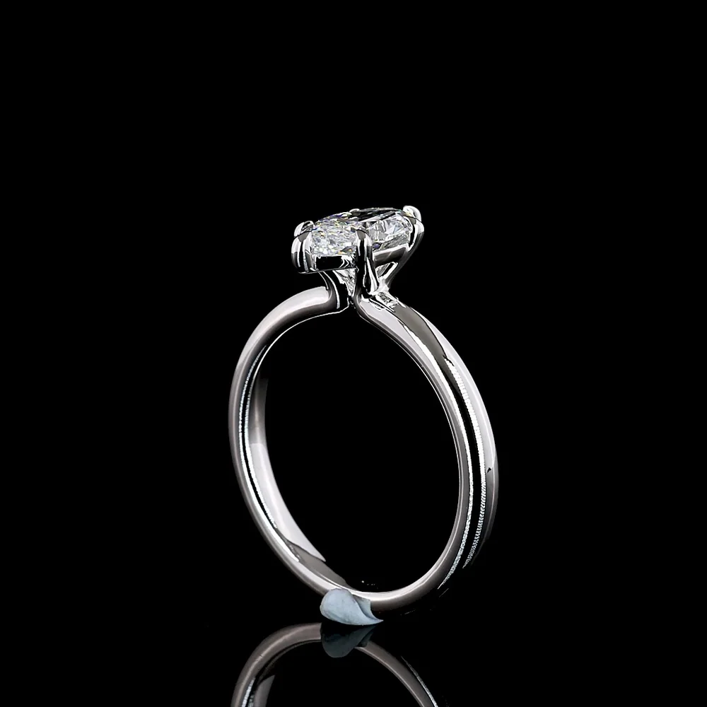 14K White Gold Marquise Cut Solitaire Ring with 1.03 Carat D VVS2 Lab Grown Diamond - IGI Certified North-South Prong Setting - Covaloro Fine Jewelry - Image 3