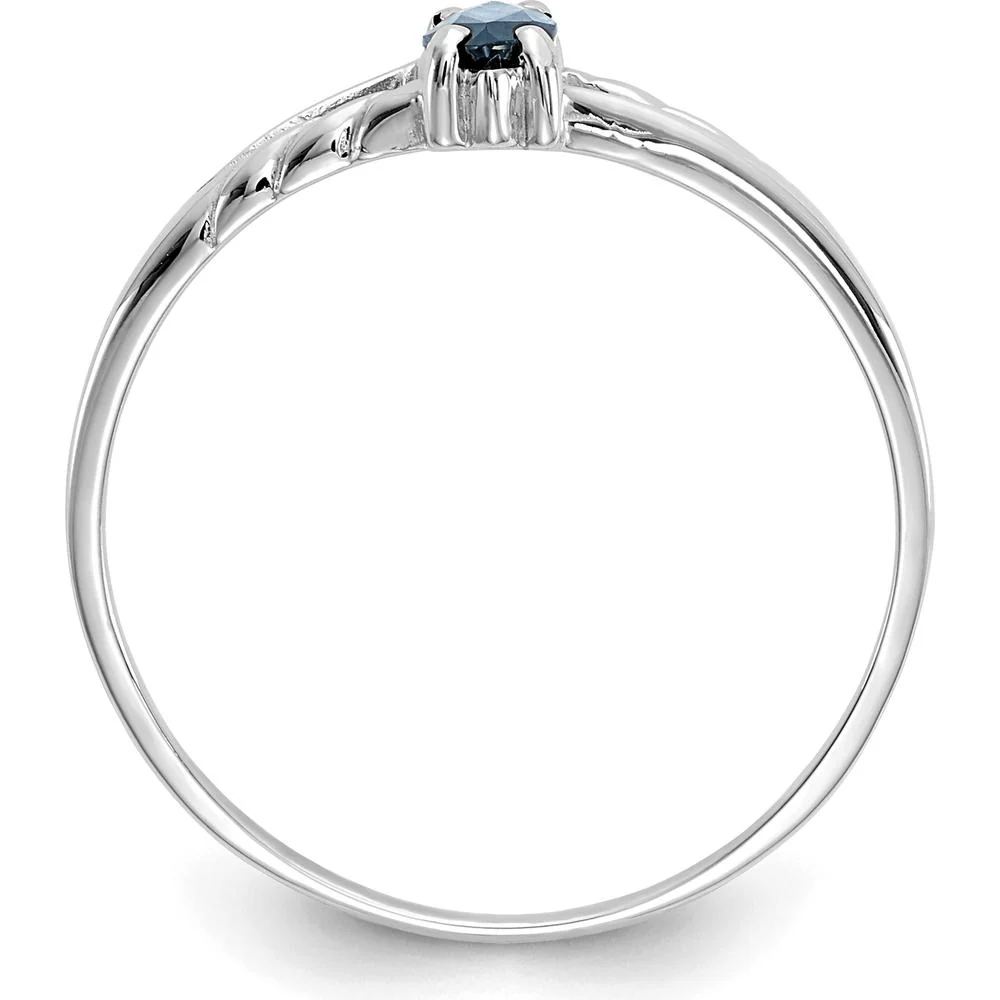 14K White Gold Marquise Sapphire Birthstone Ring - 0.33 Carat Sapphire - Size 7 by Oro Pregiato - Image 2
