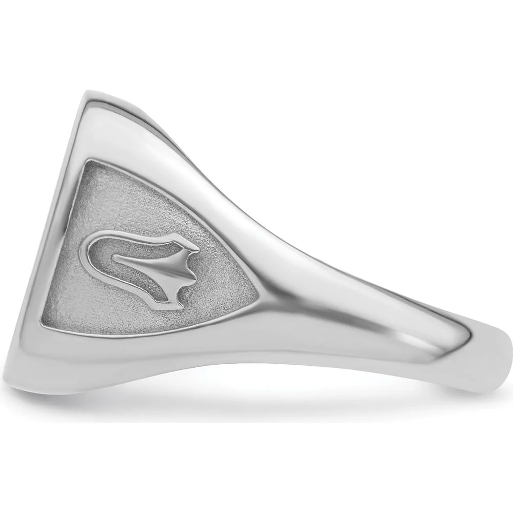 14K White Gold Men's Masonic Ring Mounting with Polished and Textured Design for 14x12mm Center Stone - Size 10 by Monteluci Fine Jewelry - Image 3