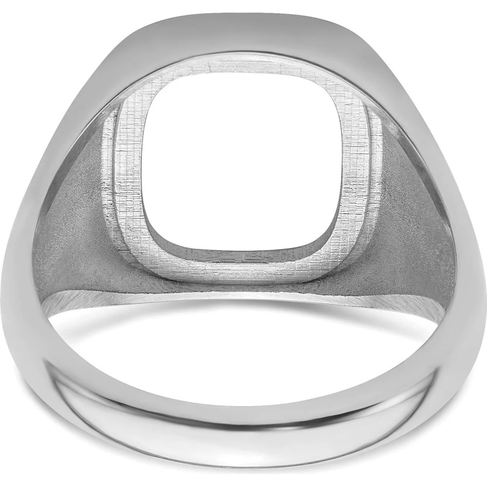 14K White Gold Men's Masonic Ring Mounting with Polished and Textured Design for 14x12mm Center Stone - Size 10 by Monteluci Fine Jewelry - Image 4