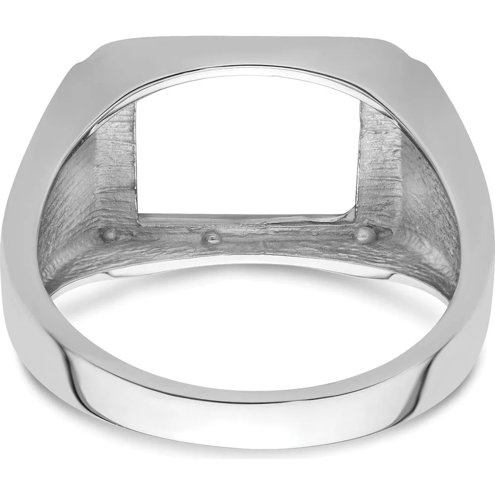 14K White Gold Men's Polished and Textured Masonic Ring Mounting for 12x10 mm Rectangular Gemstone - Size 10 by Monteluci Fine Jewelry - Image 4