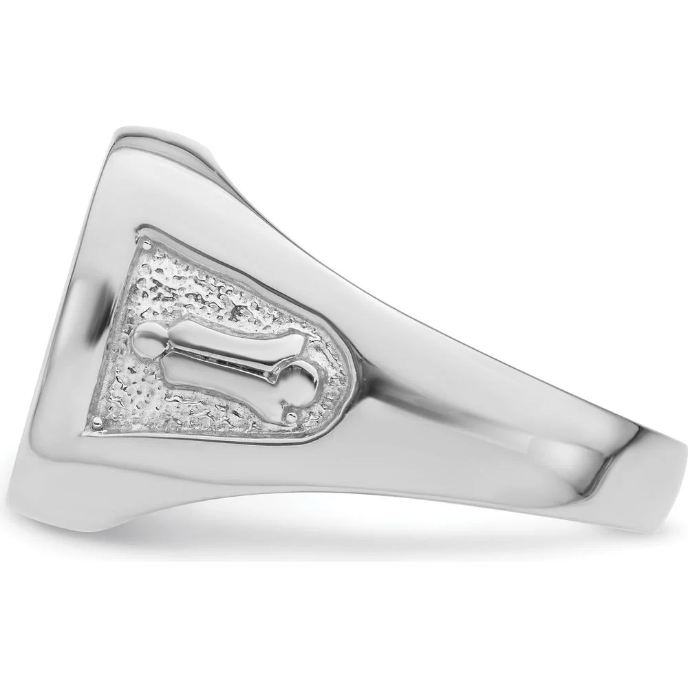 14K White Gold Men's Polished and Textured Masonic Ring Mounting with Open-Back Tapered Band - Size 10 by IBGoodman - Image 3