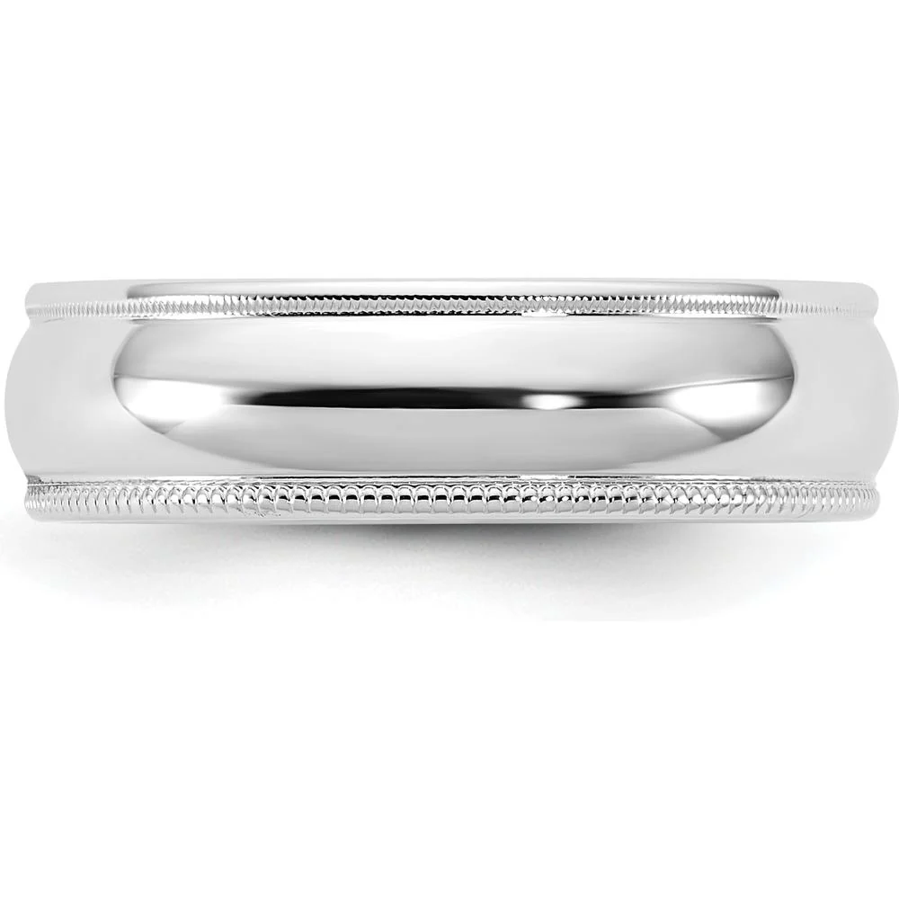 14K White Gold Milgrain Half Round Band - 5.5mm Wedding Ring - Size 10 by Luciano & Cie - Image 3