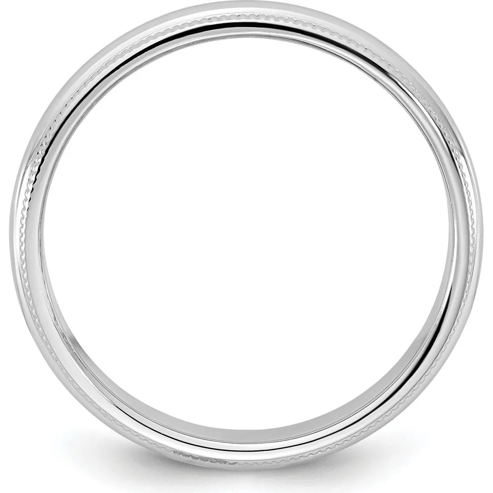 14K White Gold Milgrain Half Round Wedding Band - 3.5mm Width - Size 5 by Luciano & Cie - Image 2