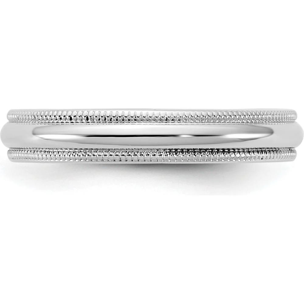 14K White Gold Milgrain Half Round Wedding Band - 3.5mm Width - Size 5 by Luciano & Cie - Image 3