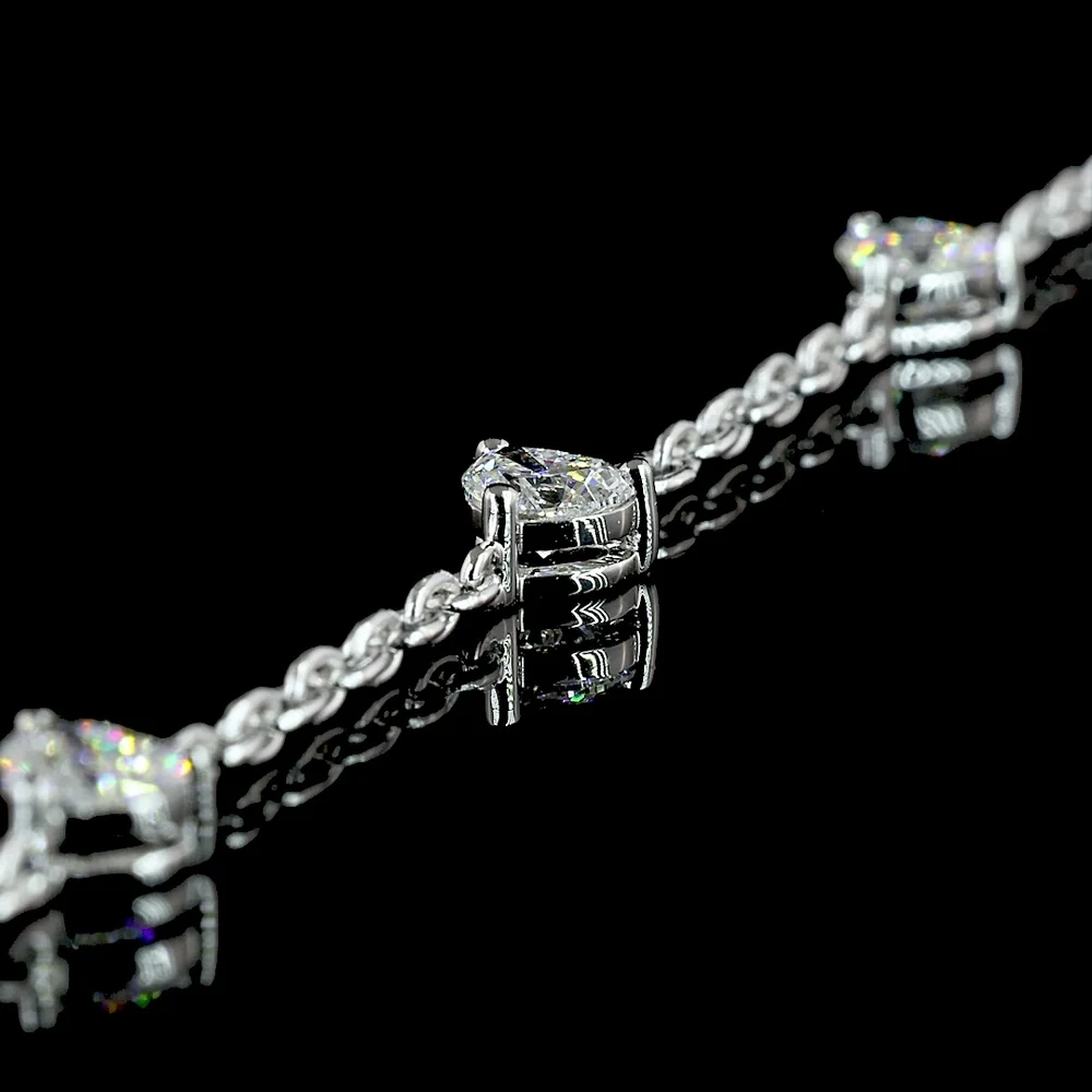 14K White Gold Mixed Shape Special Necklace with Heart, Round, and Baguette Lab Diamonds - 8.87 Carat Total Weight - Covaloro Fine Jewelry - Image 4