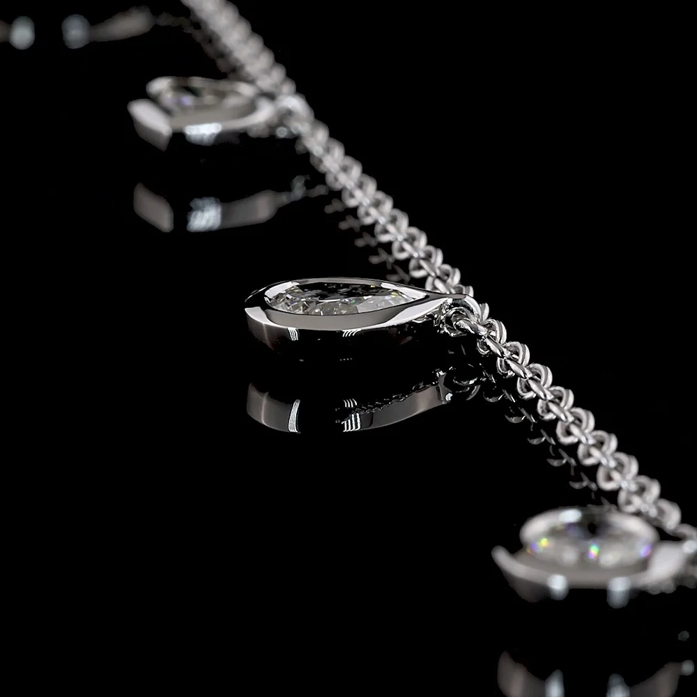 14K White Gold Mixed Shape Station Bracelet with Bezel-Set Lab Diamonds - 2.25 Carat Total Weight - Covaloro Fine Jewelry - Image 2