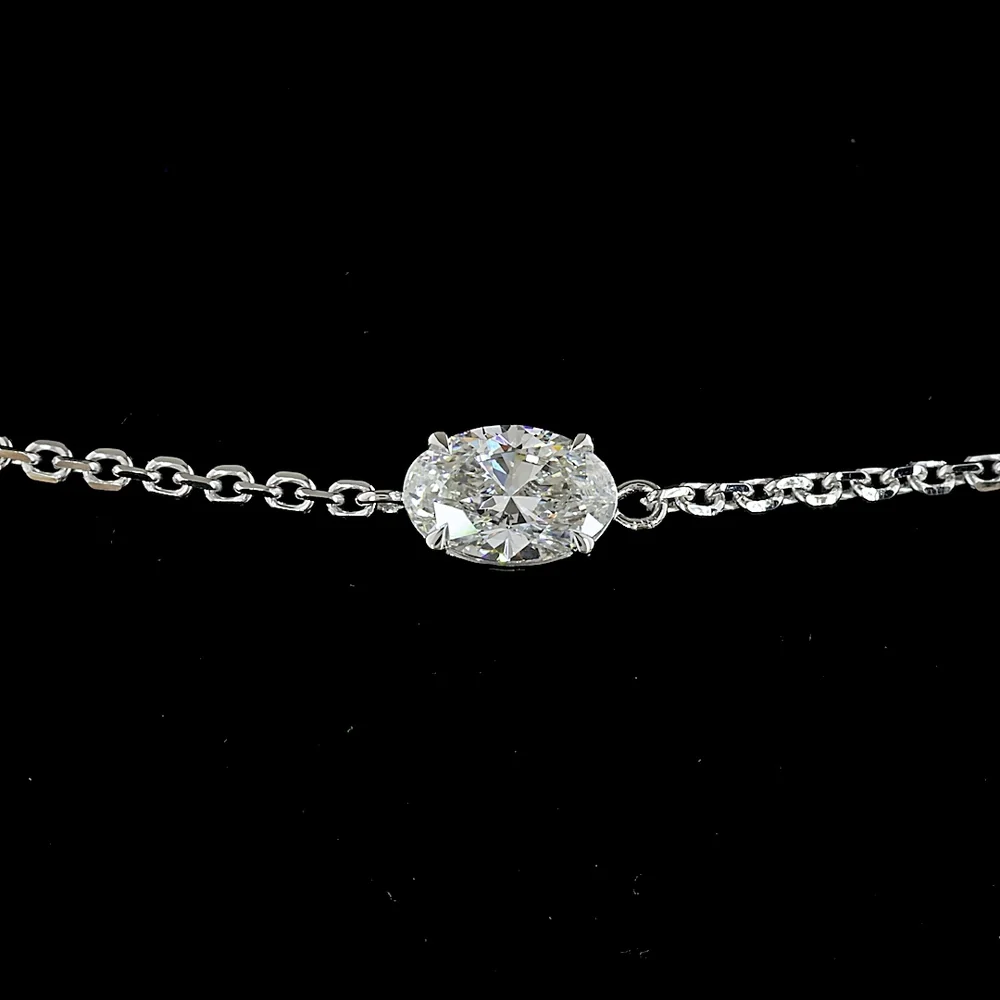 14K White Gold Mixed Shape Station Bracelet with Pear, Emerald, and Round Lab Diamonds - 2.98 Carats Total Diamond Weight - Covaloro Fine Jewelry - Image 2