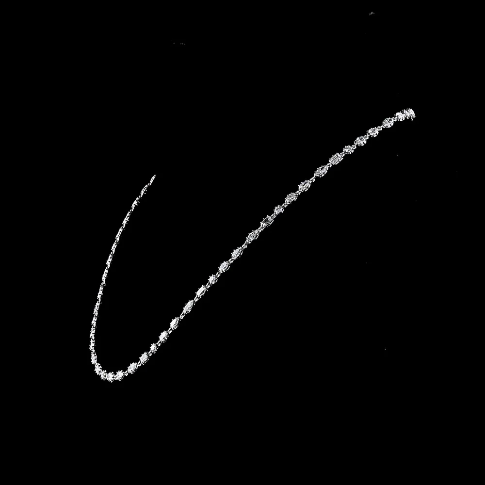 14K White Gold Mixed Shape Station Necklace with Emerald, Marquise, Pear, and Oval Cut Lab Diamonds - 9.64 Carats Total Diamond Weight - Covaloro Fine Jewelry - Image 3