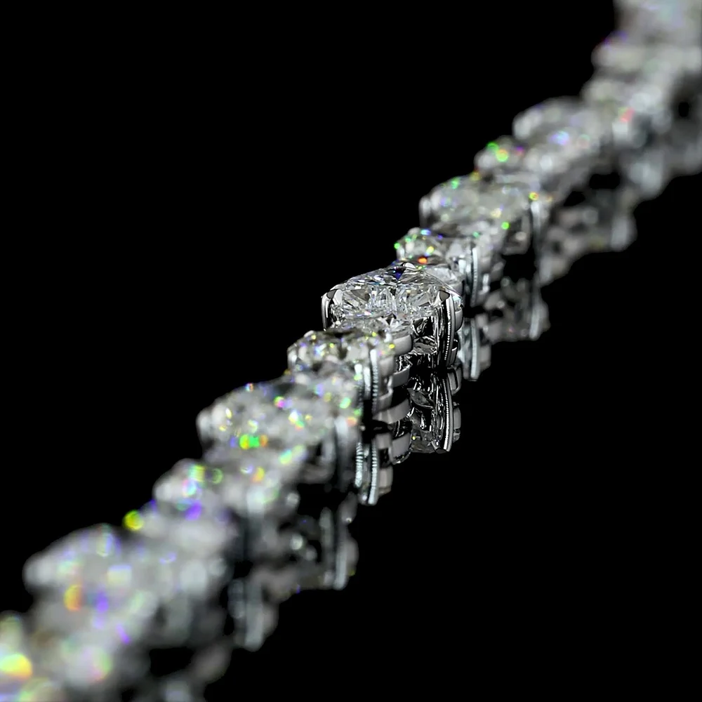 14K White Gold Mixed Shape Tennis Bracelet with Heart, Brilliant, and Marquise Cut Lab Diamonds - 9.89 Carat Total Weight - Covaloro Fine Jewelry - Image 3