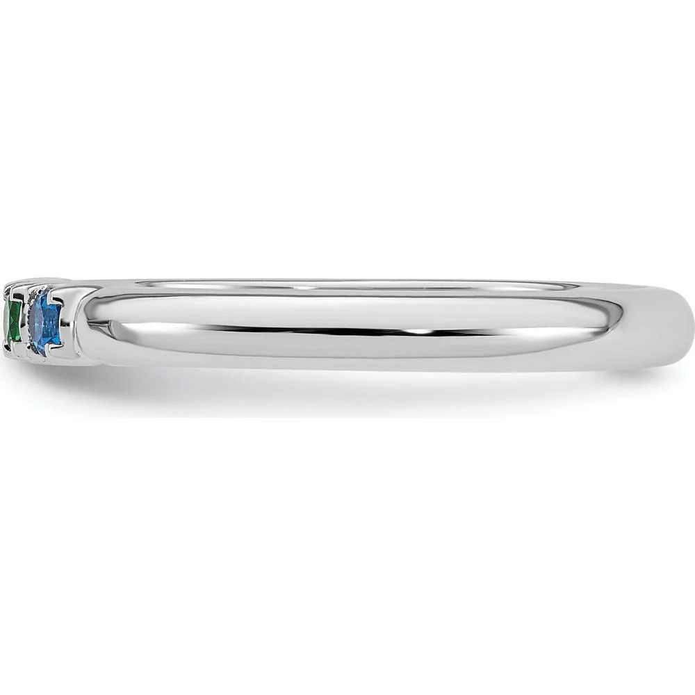 14K White Gold Mother's Ring Mounting with Prong Set Stones - Size 7 by Oro Pregiato - Image 4