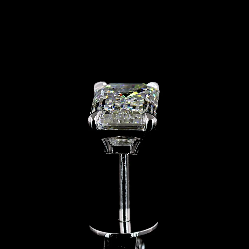 14K White Gold North-South Emerald Cut Lab Diamond Stud Earrings - 2.02 Carats Total Weight (E-F Color, VVS1 Clarity) - Covaloro Fine Jewelry - Image 3