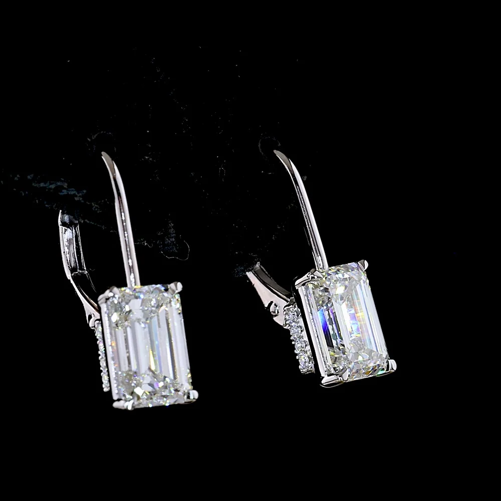 14K White Gold North-South Hanging Earrings with Emerald Cut Lab Diamonds - 3.12 Carats Total Diamond Weight (E-F Color, VVS2-VS1 Clarity) - Covaloro Fine Jewelry - Image 4