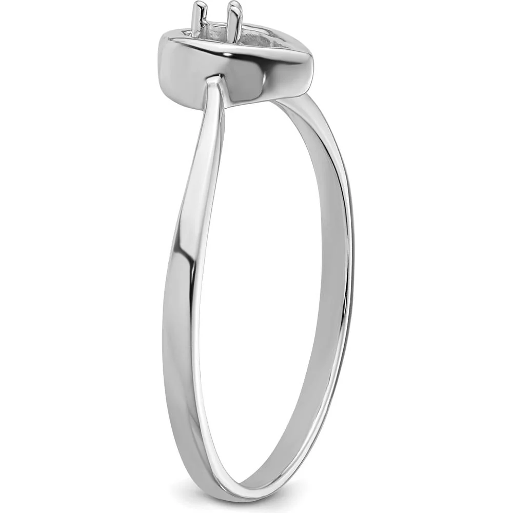 14K White Gold Open Heart Ring with 0.02 Carat Diamond Accent - Size 6 by Oro Pregiato - Image 4
