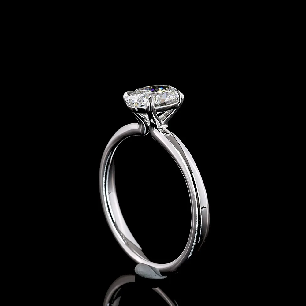 14K White Gold Oval Cut Lab Diamond Solitaire Ring - D VVS2 Clarity, IGI Certified, 1.03 Carat Total Weight, North-South Prong Setting - Covaloro Fine Jewelry - Image 3