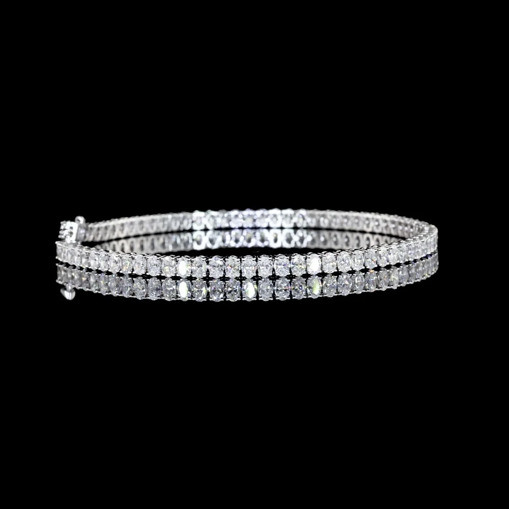 14K White Gold Oval Cut Tennis Bracelet with 72 Lab Diamonds - 5.06 Total Carat Weight, E-F Color VS2 Clarity - Covaloro Fine Jewelry