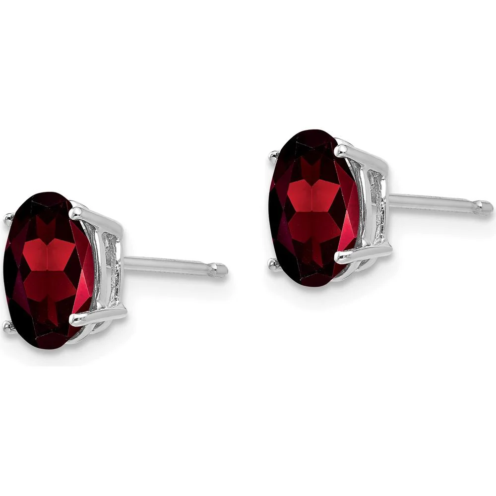 14K White Gold Oval Garnet Stud Earrings - 1.4 Carat Total Garnet Weight by Monteluci Fine Jewelry - Image 2