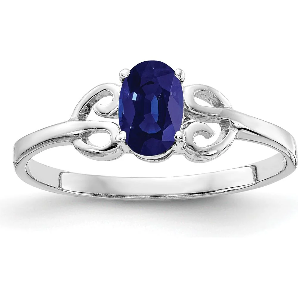 14K White Gold Oval Sapphire Ring - 0.65 Carat Total Gemstone Weight - Size 6 by Monteluci Fine Jewelry