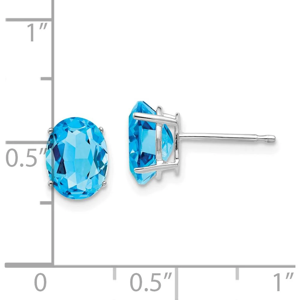 14K White Gold Oval Swiss Blue Topaz Stud Earrings - 1.35 Carat Total Carat Weight by Monteluci Fine Jewelry - Image 4