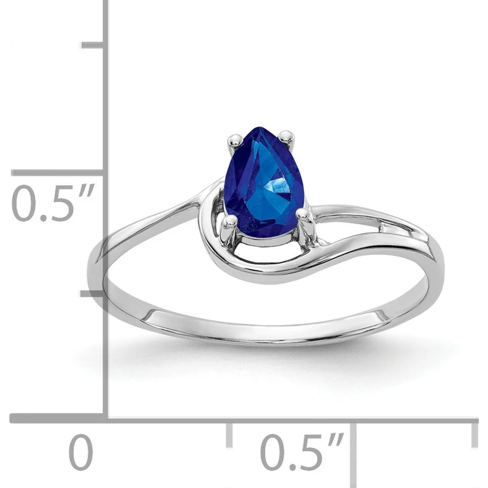 14K White Gold Pear Cut Sapphire Ring with Split Shank Design - 0.55 Carat Natural Blue Sapphire - Size 6 by Monteluci Fine Jewelry - Image 2