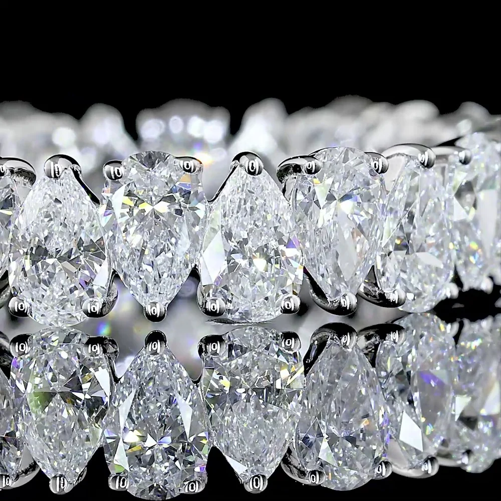 14K White Gold Pear Shape Eternity Band with 24 Prong-Set Lab Grown Diamonds - 3.00 Carat Total Weight, E-F Color, VS1 Clarity - Covaloro Fine Jewelry - Image 2