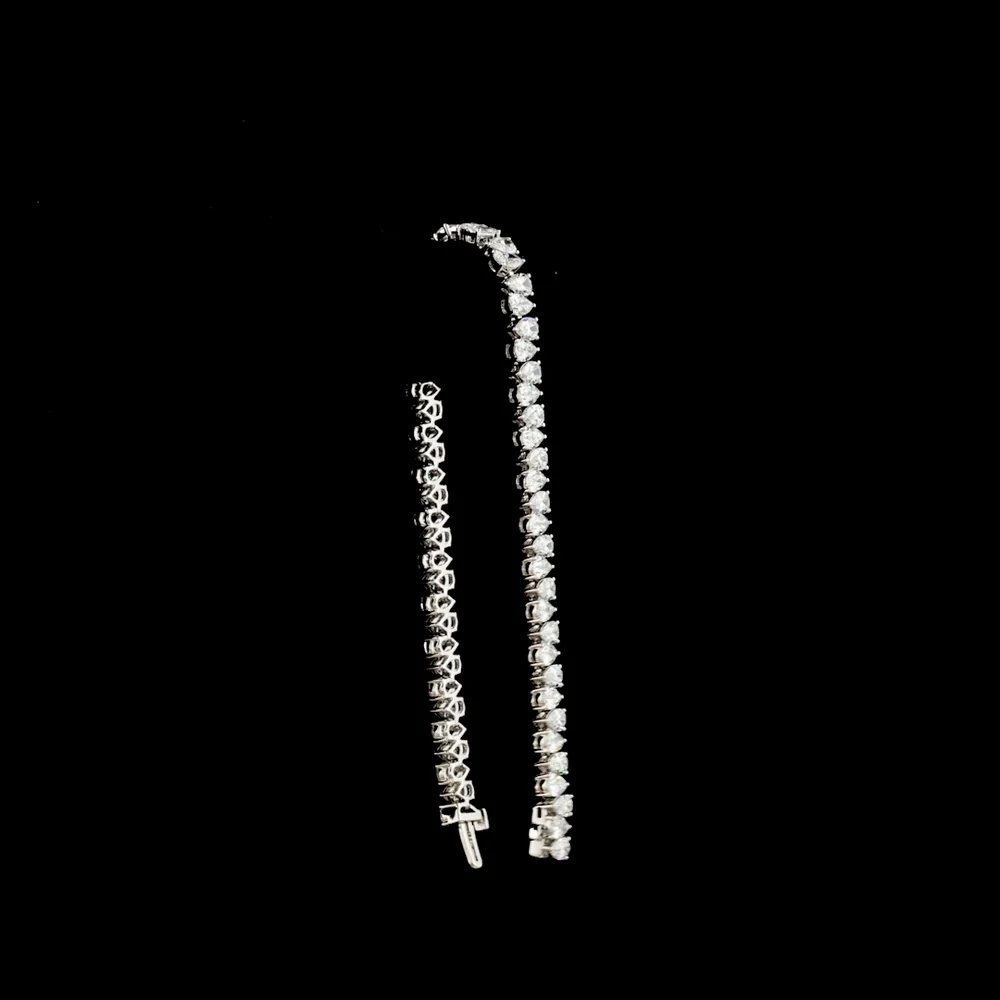 14K White Gold Pear Shape Tennis Bracelet with 60 Prong Set Lab-Grown Diamonds - 10.21 Carat Total Weight E-F VS - Covaloro Fine Jewelry - Image 3