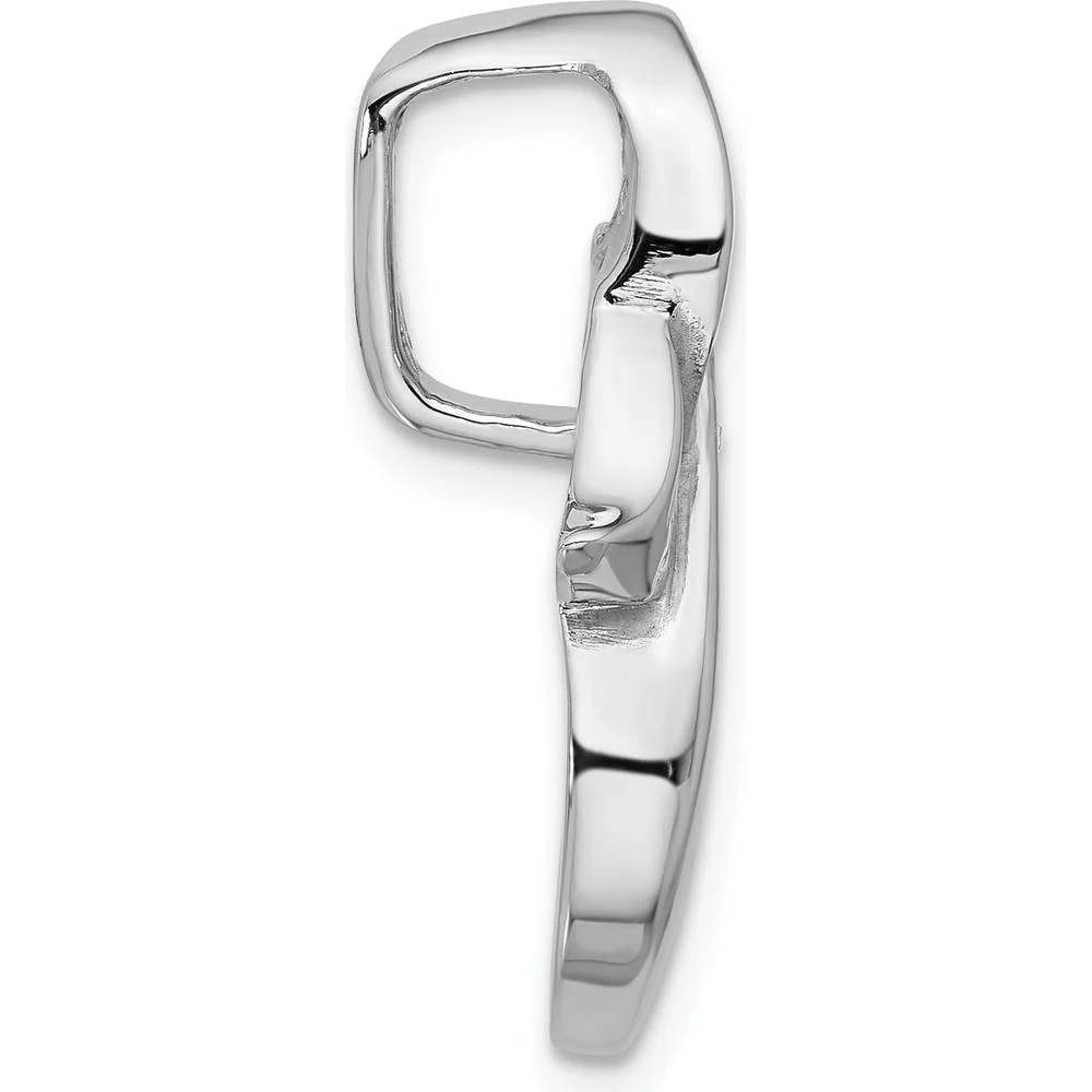 14K White Gold Peg-Set and Channel Diamond Slide Mounting for 6mm Regular/8mm Fancy Omega Chains - Polished Rhodium Finish by Oro Pregiato - Image 2