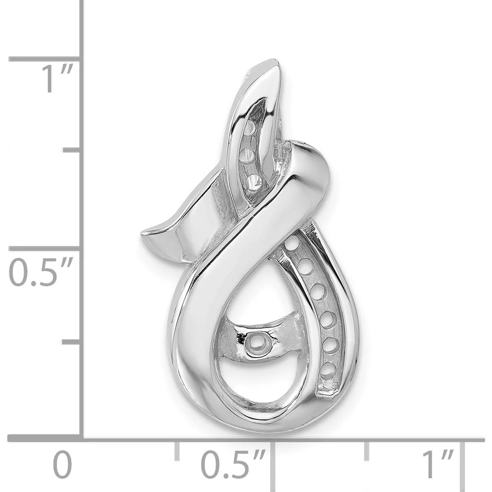 14K White Gold Peg-Set and Channel Diamond Slide Mounting for 6mm Regular/8mm Fancy Omega Chains - Polished Rhodium Finish by Oro Pregiato - Image 3