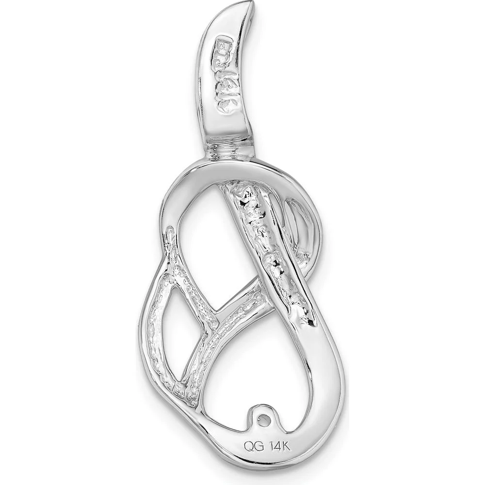 14K White Gold Peg-Set Slide Pendant for 4mm Regular or 6mm Fancy Omega Chain - Polished Finish with Rhodium Plating by Oro Pregiato - Image 4