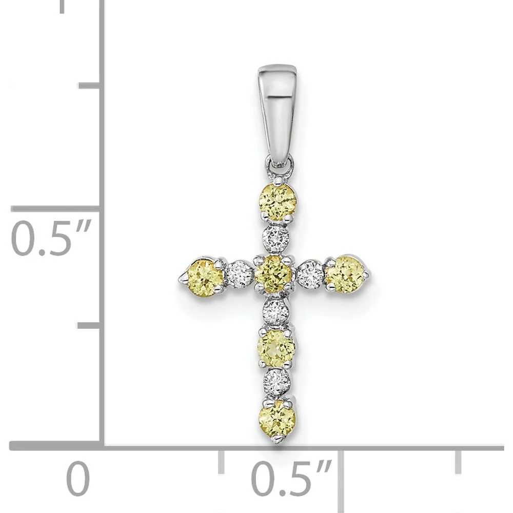 14K White Gold Peridot and Diamond Cross Pendant - 0.90 Carat Total Peridot Weight, 0.15 Carat Total Diamond Weight by Oro Pregiato - Image 4
