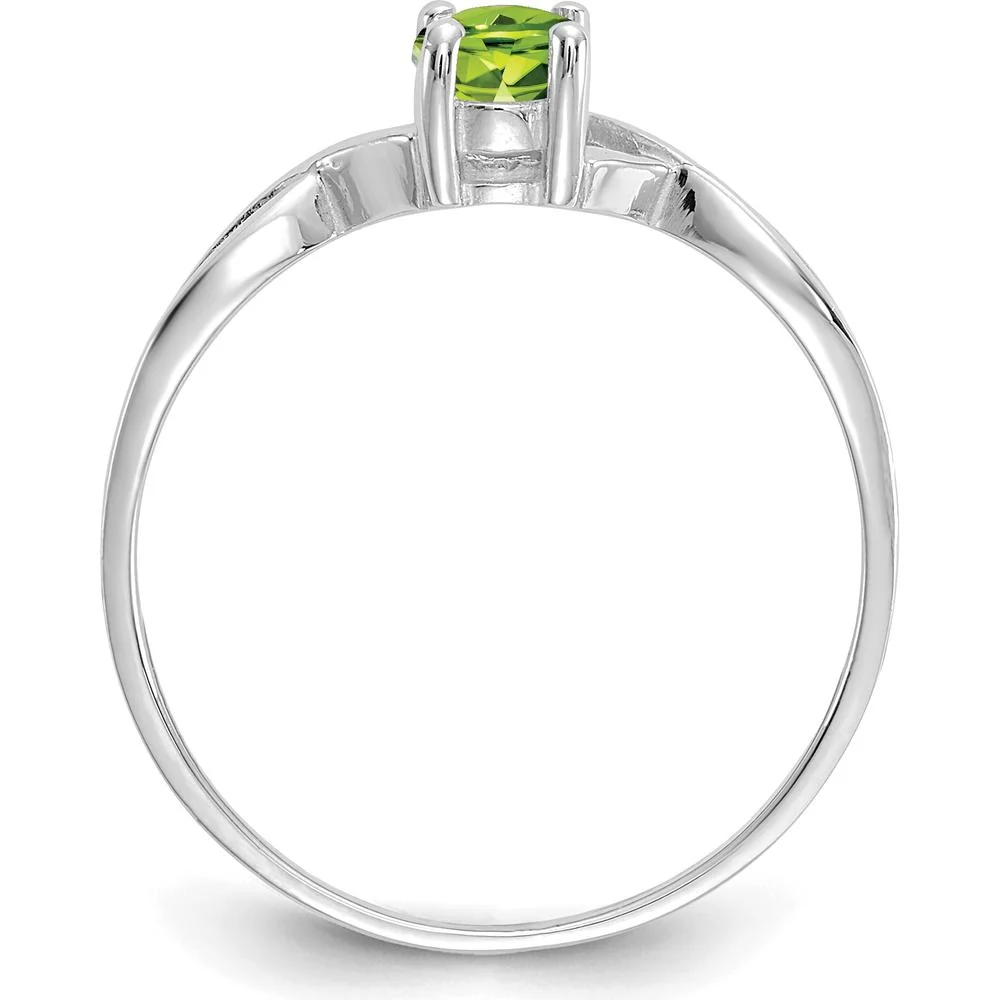 14K White Gold Peridot Birthstone Ring - 0.45 Carat Oval Peridot - Size 7 by Oro Pregiato - Image 2