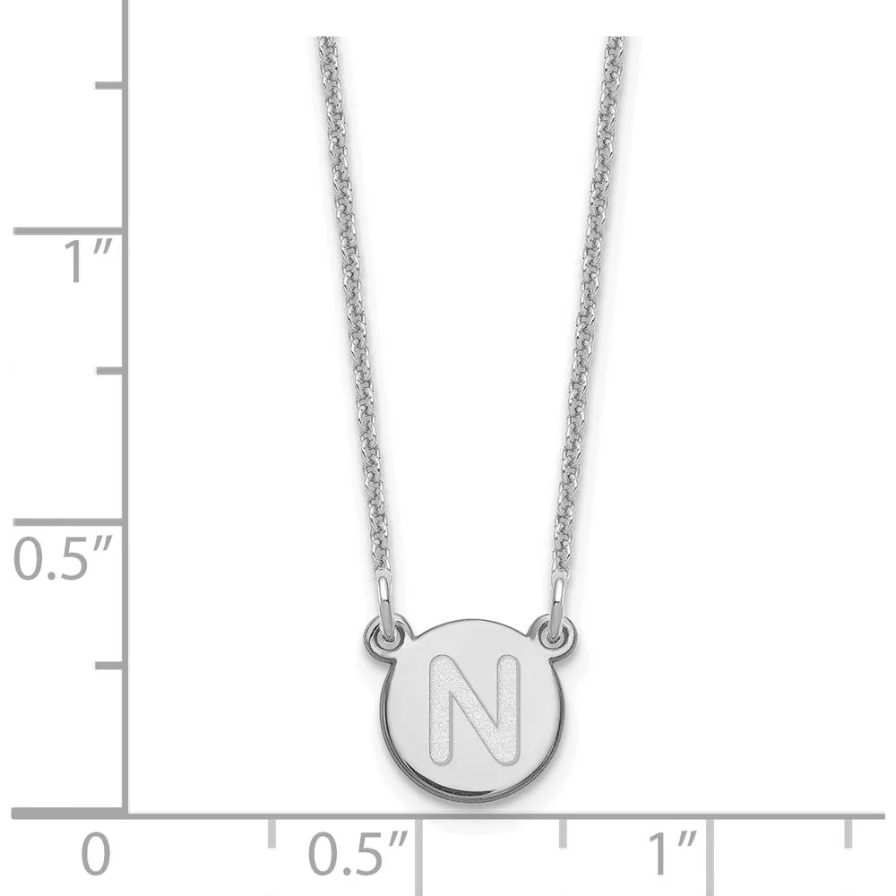 14K White Gold Personalized N Initial Pendant Necklace with Cable Chain - 18" by Oro Pregiato - Image 2