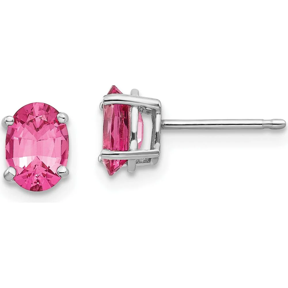 14K White Gold Pink Spinel Stud Earrings - 0.88 Carat Total Spinel Weight by Monteluci Fine Jewelry