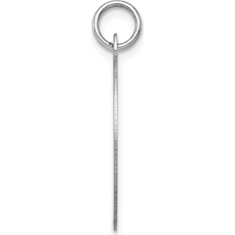 14K White Gold Plain Engravable Oval Disc Charm with Polished Finish by Oro Pregiato - Image 2