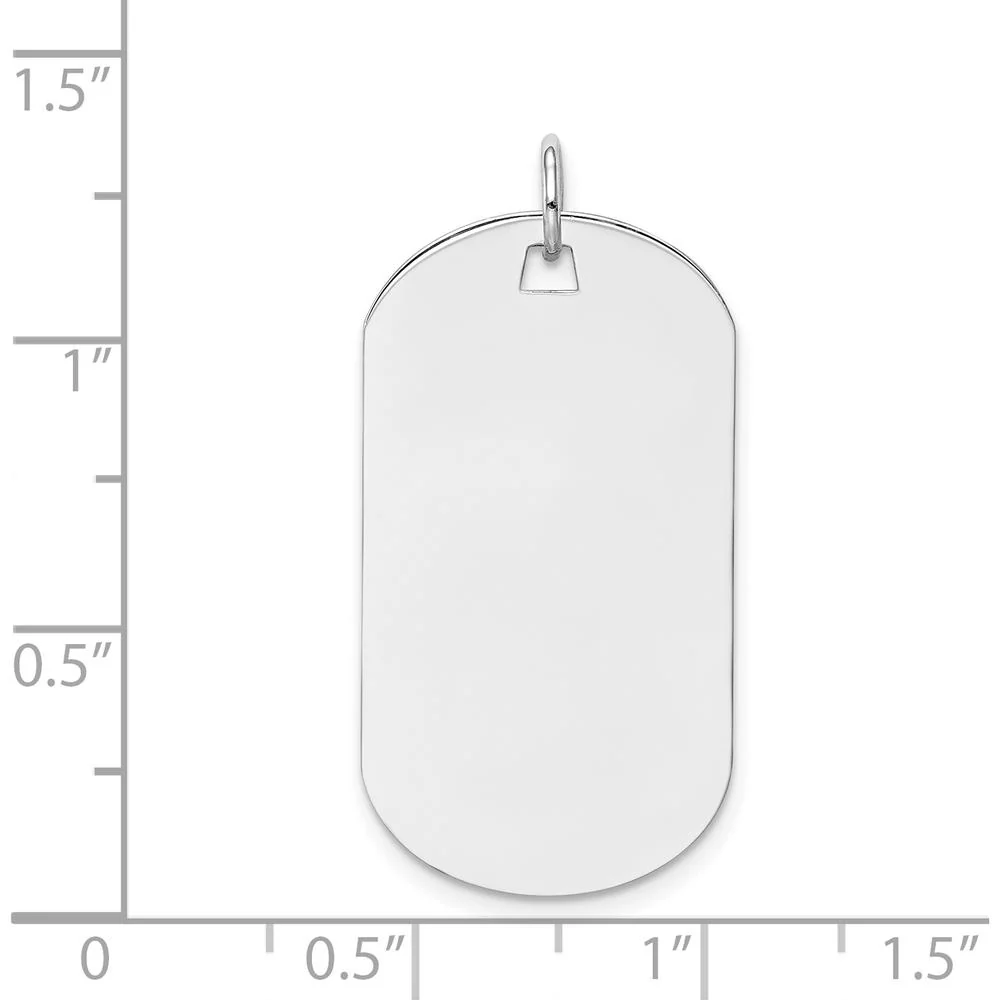 14K White Gold Plain Engraveable Dog Tag Disc Charm - Polished Finish, 33mm Length by Oro Pregiato - Image 2