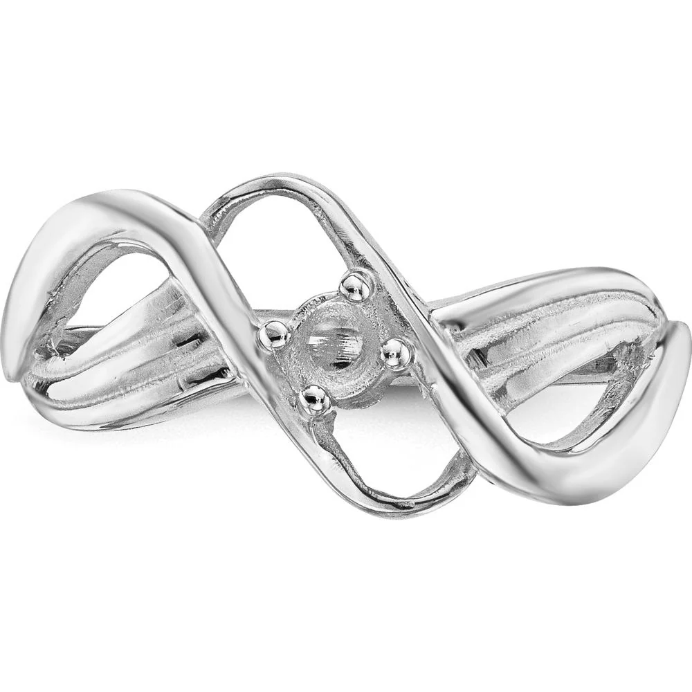 14K White Gold Polished 1-Stone Mother's Ring Mounting - Size 7 by Monteluci Fine Jewelry - Image 4