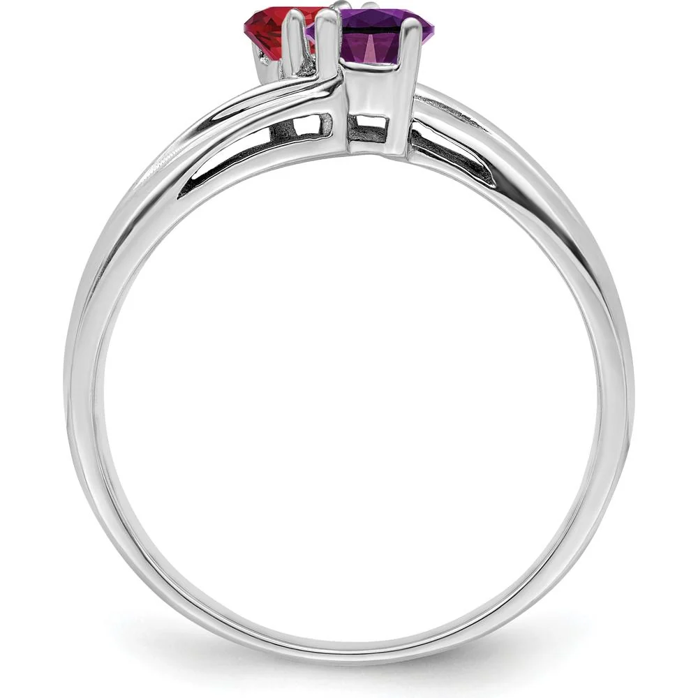 14K White Gold Polished 2-Stone Mother's Ring Mounting - Customizable Design - Size 7 by Monteluci Fine Jewelry - Image 3