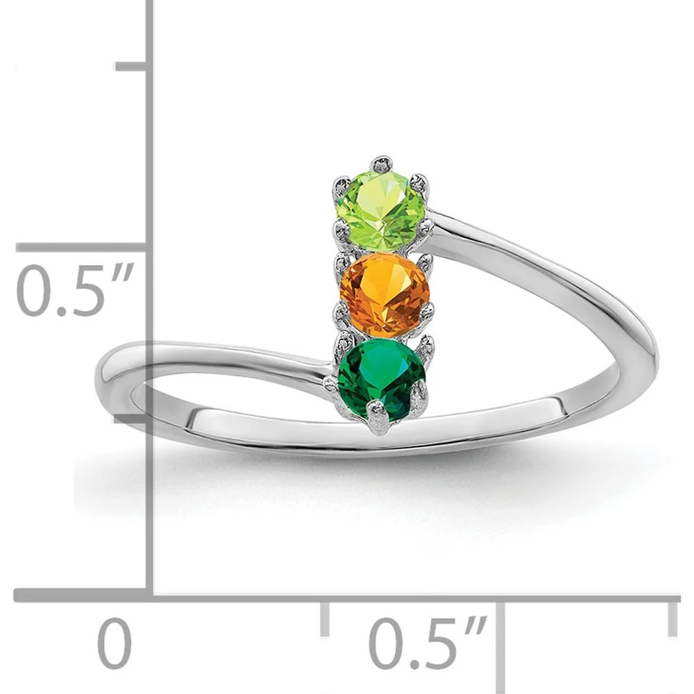 14K White Gold Polished 3-Stone Family Ring Mounting for Custom Gemstones - Size 7 by Monteluci Fine Jewelry - Image 4