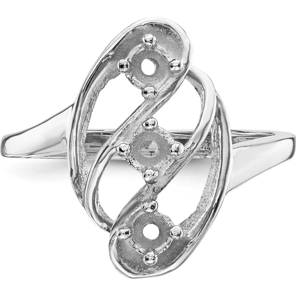 14K White Gold Polished 3-Stone Mother's Ring Mounting - Customizable for Gemstones - Size 7 by Monteluci Fine Jewelry - Image 8